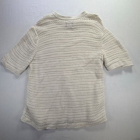 Abercrombie & Fitch Woman's Cropped Short Sleeve Knit Sweater Off White‎ Size L - Picture 4 of 6